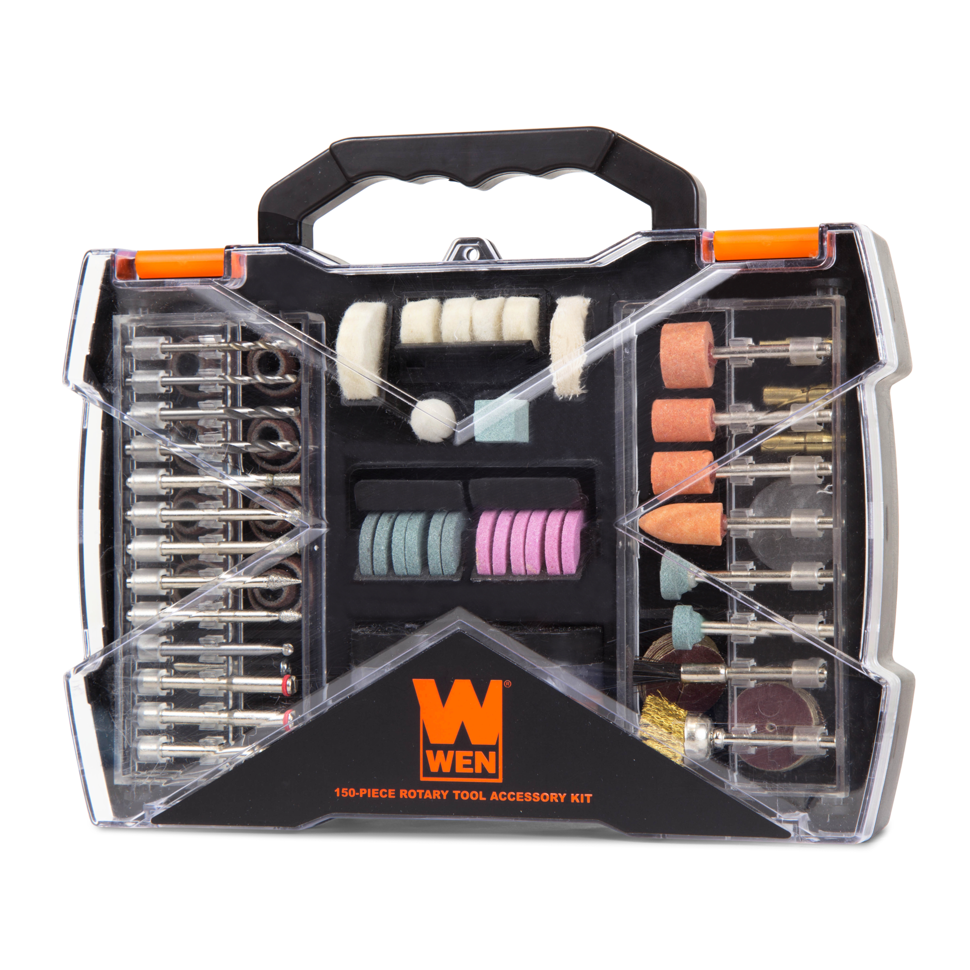 WEN Rotary Tool Accessory Kit - 150 Pcs, Multiple Grit Types, Carrying Case, Model# 230151A